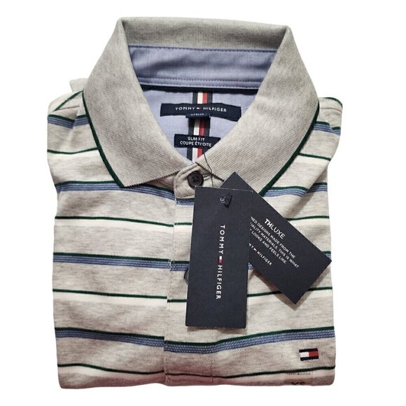 Tommy‎ Hilfiger Men's Polo Shirt Short-Sleeve THLUXE Striped Slim Fit XS - Picture 13 of 13